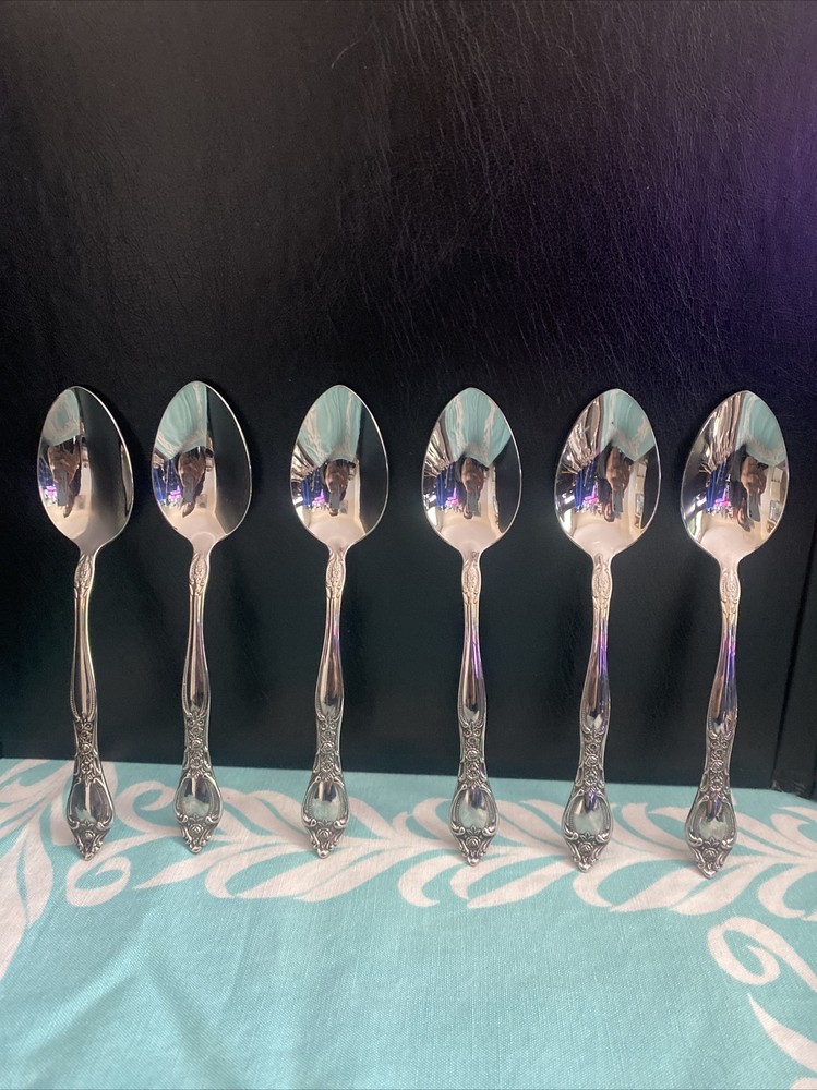 6 Oneida West Bend AFFECTION Stainless USA Glossy Teaspoons Flatware