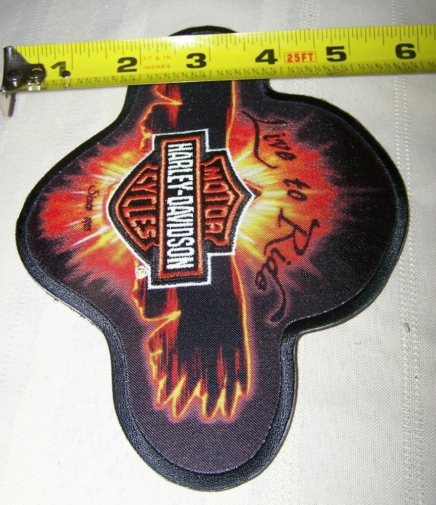 Harley Davidson Custom Eagle Fire Flame Black Orange Back Vest Patch 8 x 5