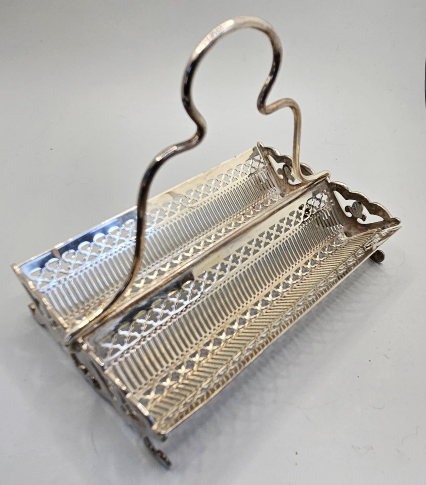 Silver Plated Biscuit Square Cracker Tray Double Sided Reticulated