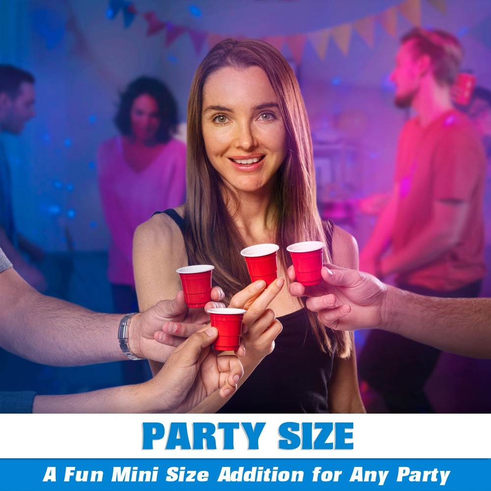 200 Pack 2 oz Plastic Shot Cups - Mini 2oz Party Cups, Red
