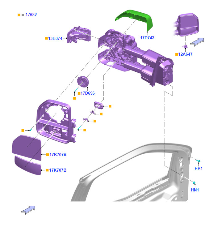 2023-2025 Towing Mirror Ford SD Left LH Door Heated Glass XL XLT OEM PC3Z17683BB