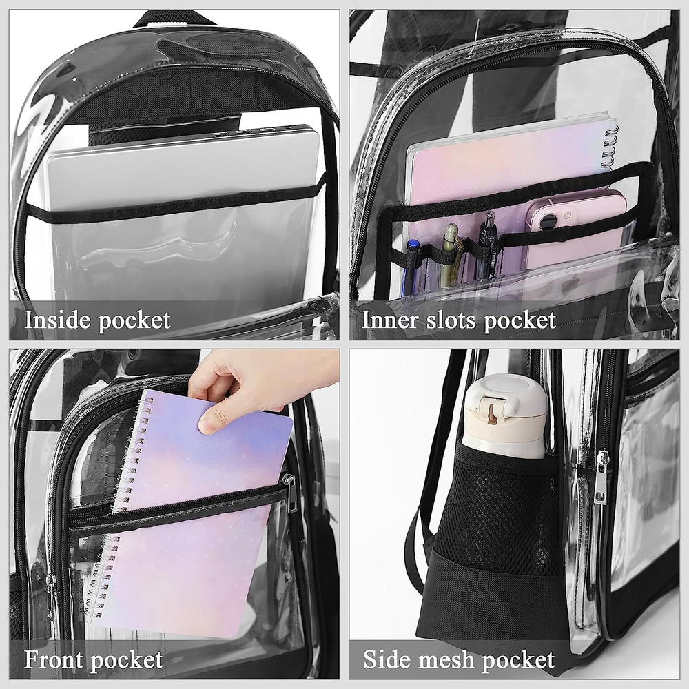 Blvornl Clear Backpack, Heavy Duty PVC Transparent Backpack with Reinforced...