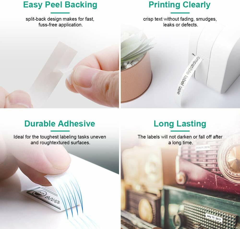 5PK For Brother P-Touch TZe-231 TZ-231 12mm White Standard Laminated Label Tape