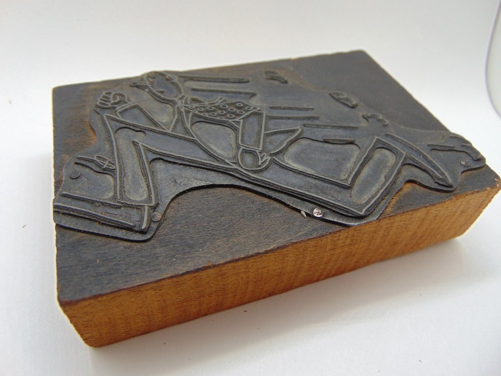 Vintage Printing Letterpress Printers Block Tall Man Running