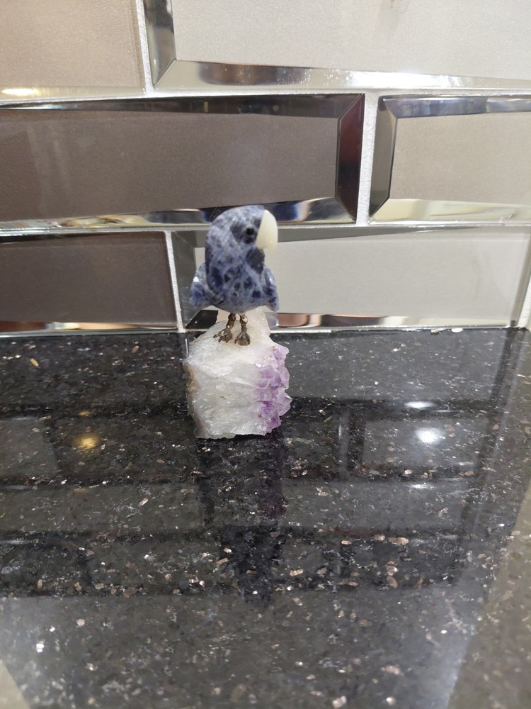 Beautiful Stone Bird on Amethyst Base