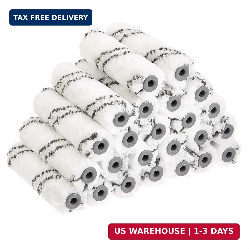 Amazon Basics Microfiber Paint Roller Covers for Smooth Finish, Shedless, Washab