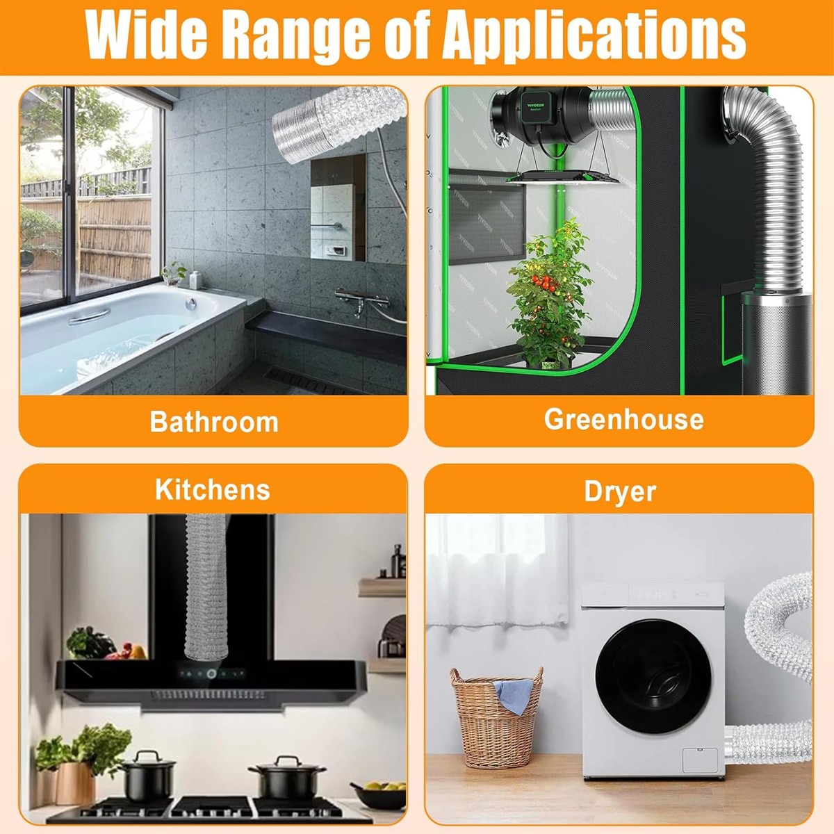 4in 10FT Dryer Vent Hose Flexible Air Ducting for Clothes Dryer Grow Exhaust Fan