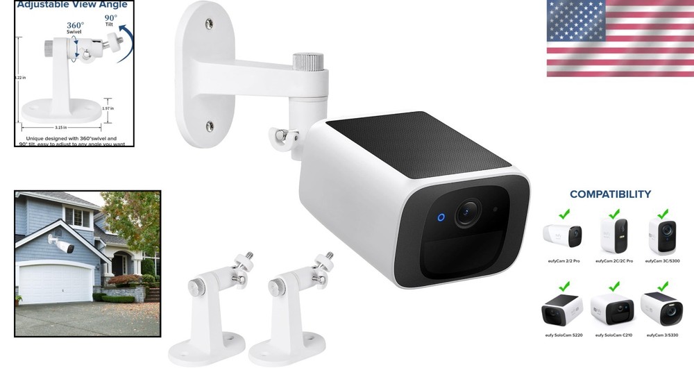 Adjustable Wall Mount for Eufy Cameras - 2 Pack for Optimal Surveillance