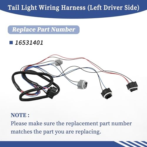 16531401 Tail Light Wiring Harness Left Driver Side Fit for Chevy Left side