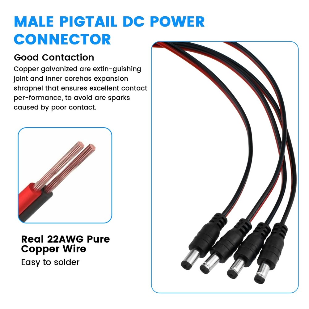 SDTC Tech 3 Sets 5.5 x 2.5 MM 10A DC Power Jack Socket Threaded × 2.5mm