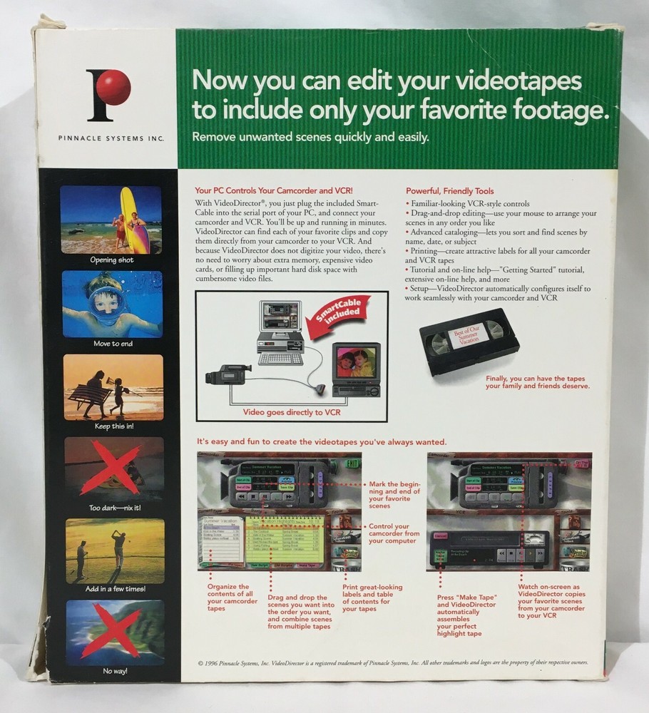 Pinnacle Video Director Video Camera VCR Editing Software W/ Cable - Incomplete