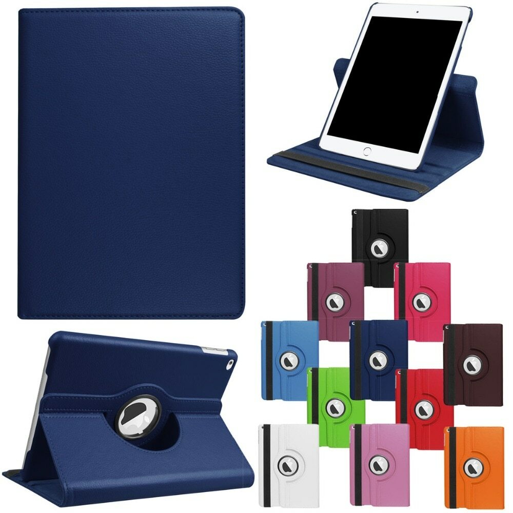 For iPad Mini 1 2 3 Smart Cover Rotating Leather Stand Case + Screen Protector