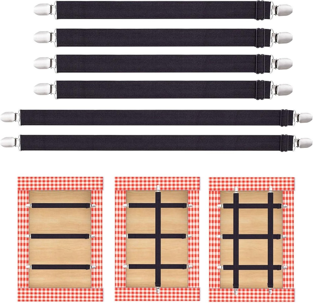 6PCS Tablecloth Holder Clips Strap, Adjustable Elasticity Picnic Tablecloth Clip