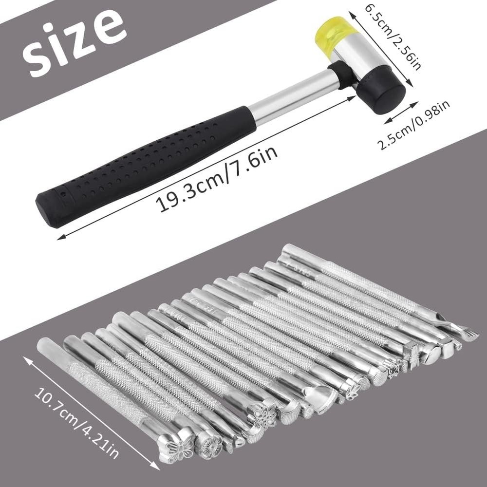 Versatile Leather Stamping Kit for Beginners - 21 Tools & Easy-to-Use Hammer