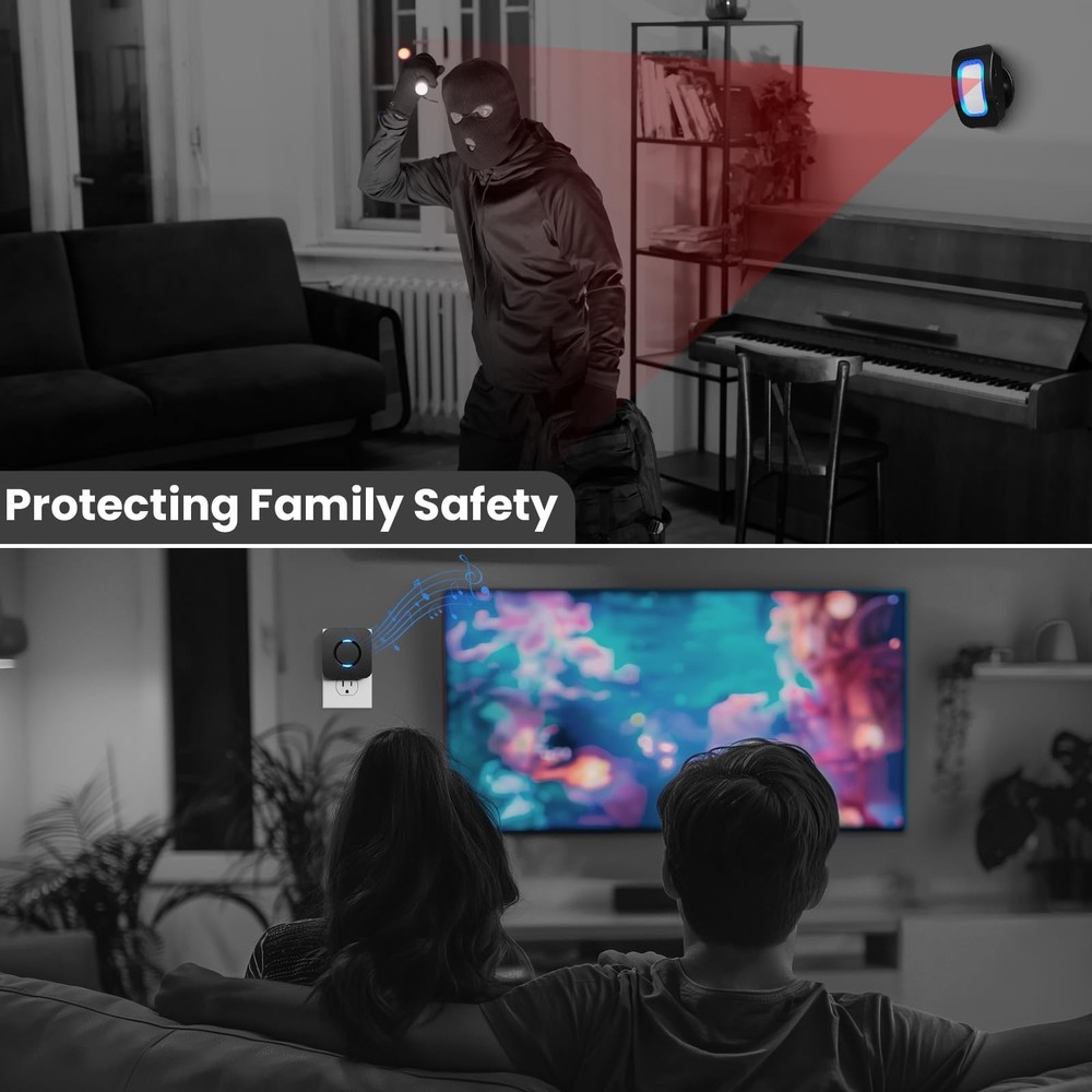 Wireless Motion Sensor LED Light - Motion Detector Alarm Chimes Door Sensor w...