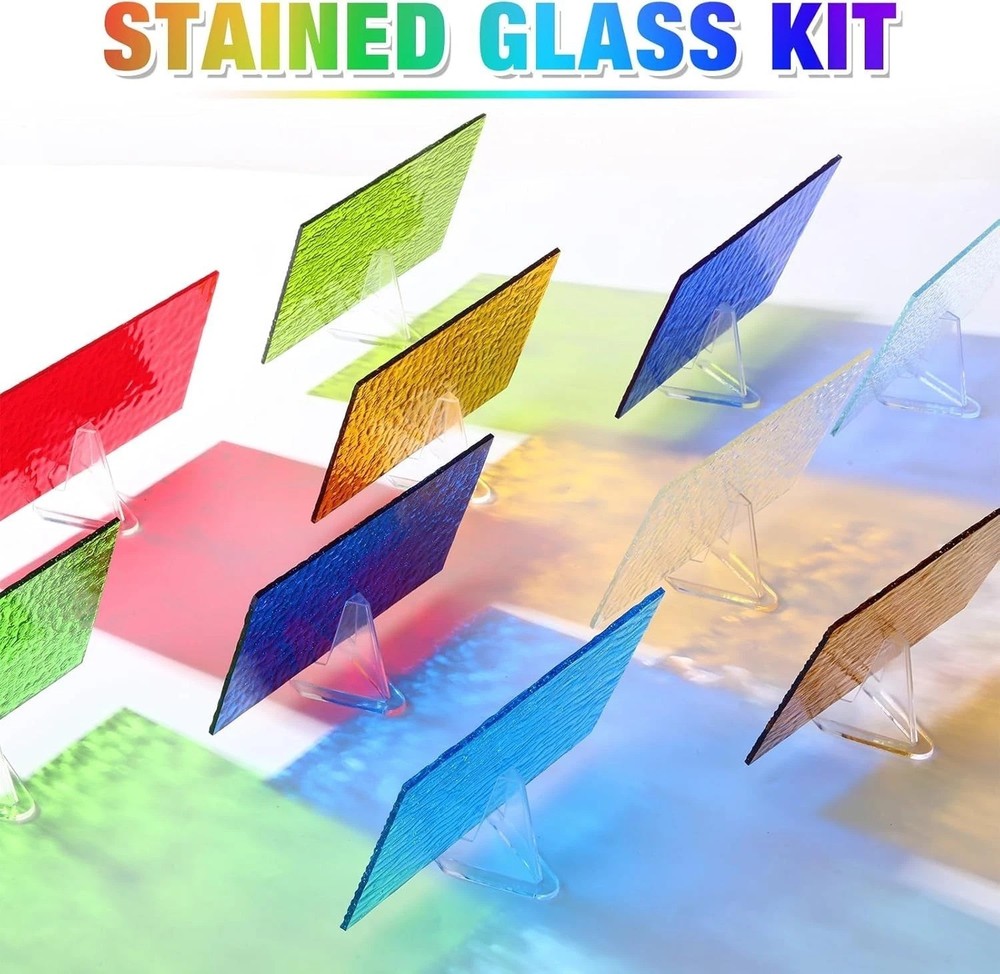 Rectangular Stained Glass Sheets Pack for Home Decoration and Art Projects