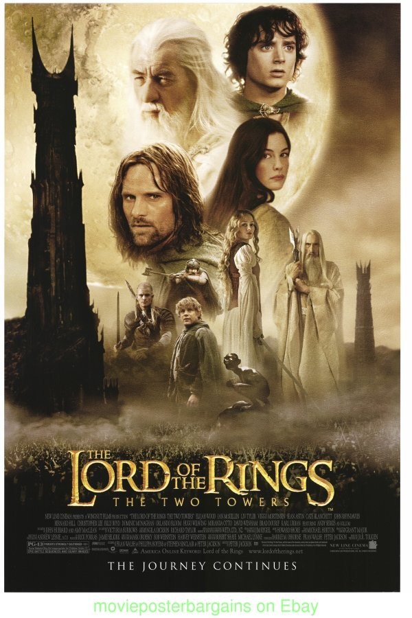LORD OF THE RINGS THE TWO TOWERS MOVIE POSTER Rare Original DS 27x40 N. MINT !!!