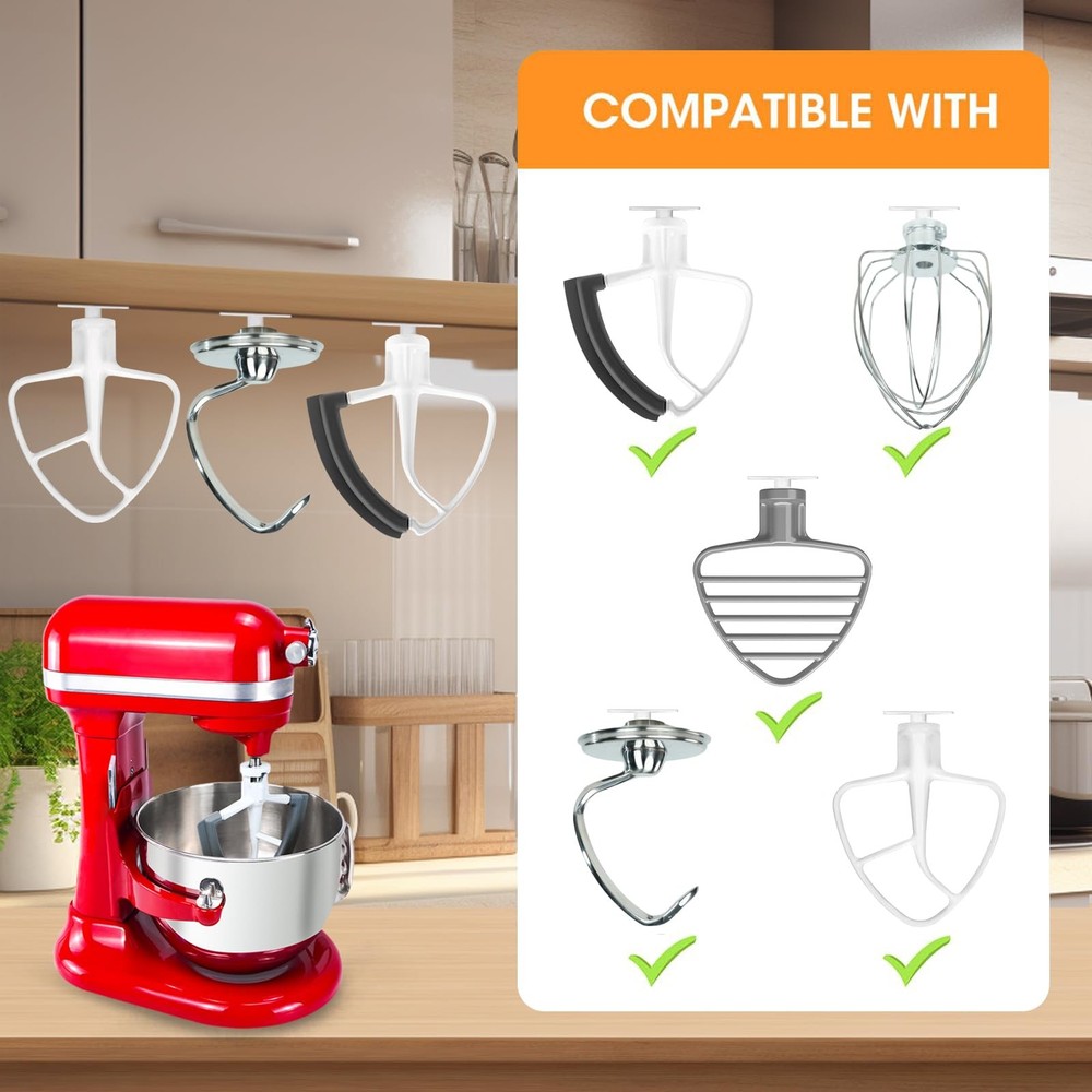 4 Pack Stand Mixer Attachment Holders Compatible with Kitchenaid Small, White