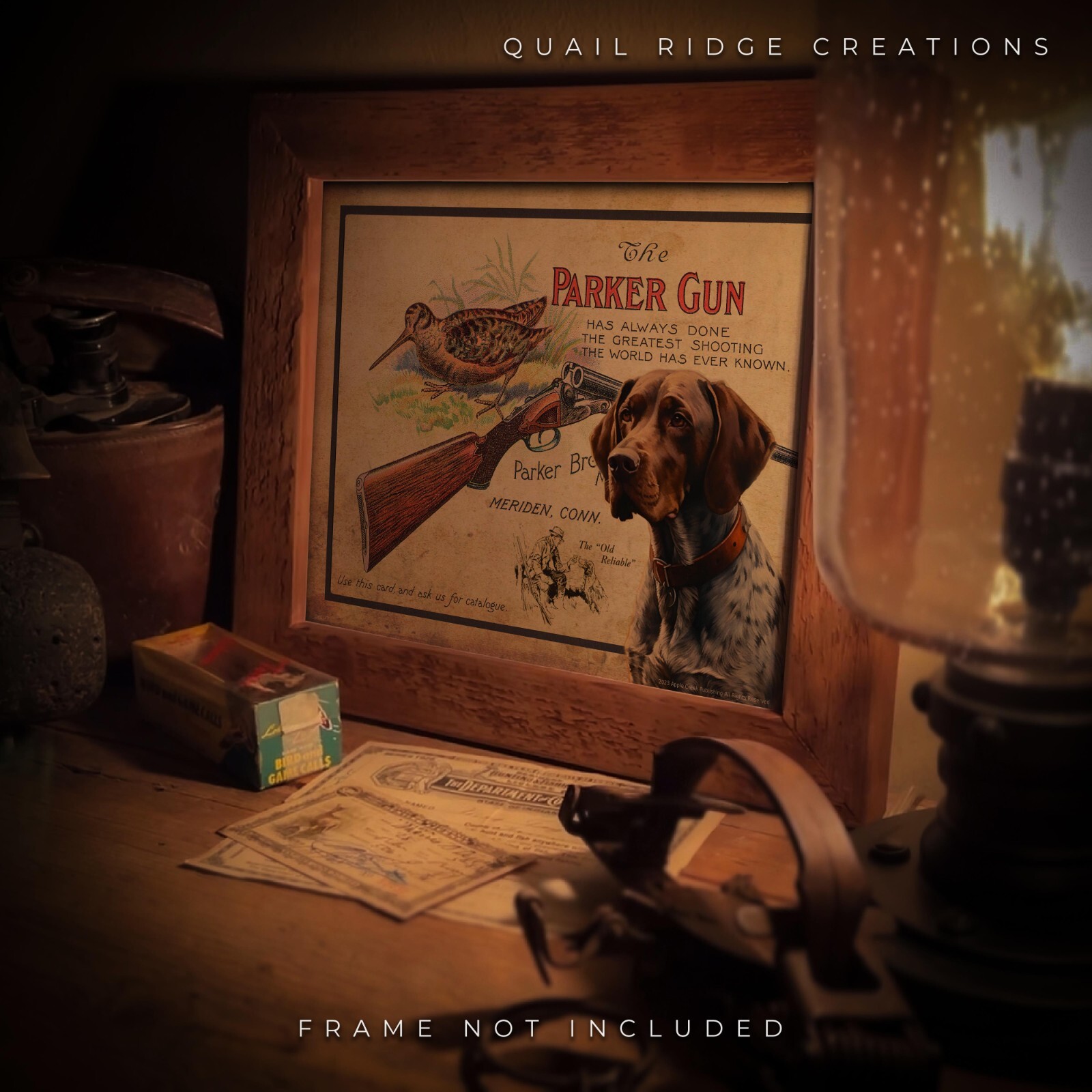 Parker Gun Advertising Art Print 8X10 German Shorthair Hunting Dog Wall Decor