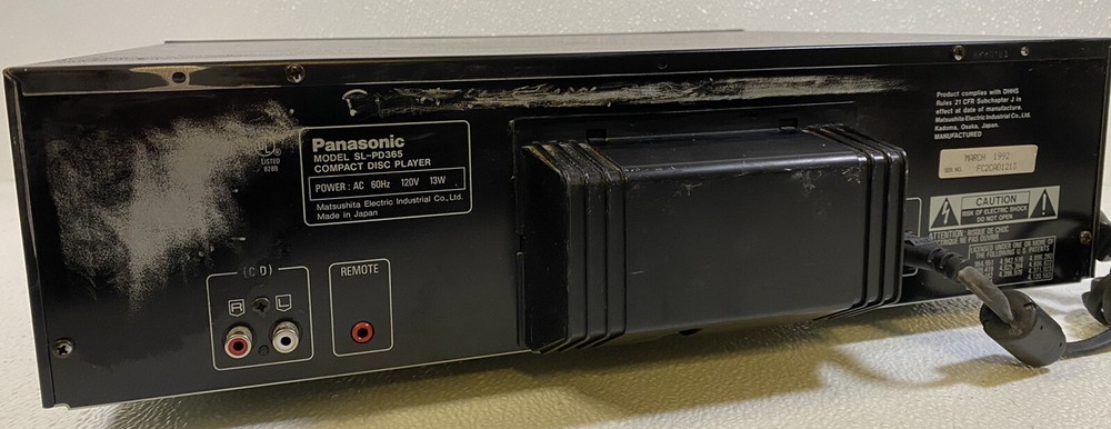 MASH Panasonic 5 Disk CD Changer Player Model SL-PD365 Tested