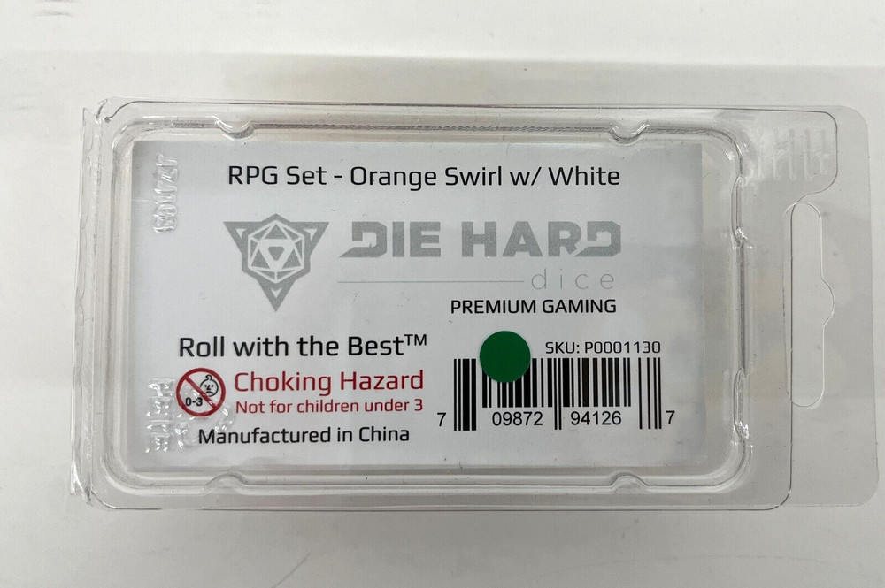 Die Hard Dice - RPG Set - Orange w/ White Swirl