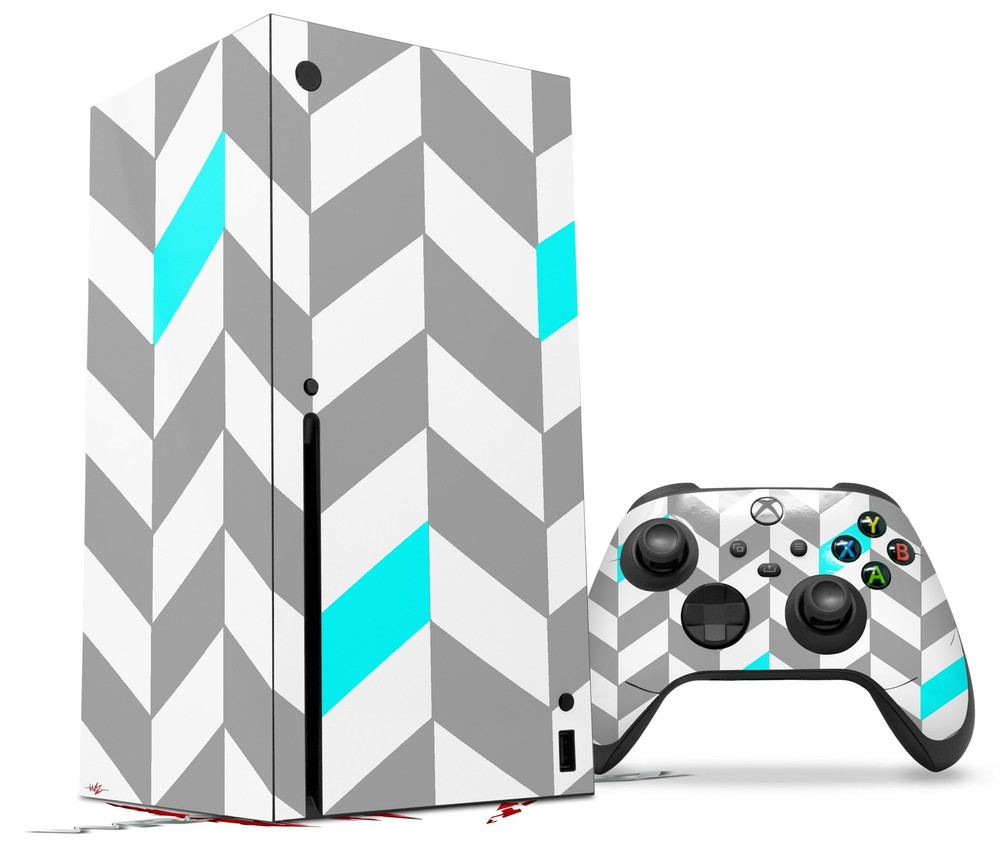 Skins XBOX Series X Console Controller Chevrons Gray And Aqua