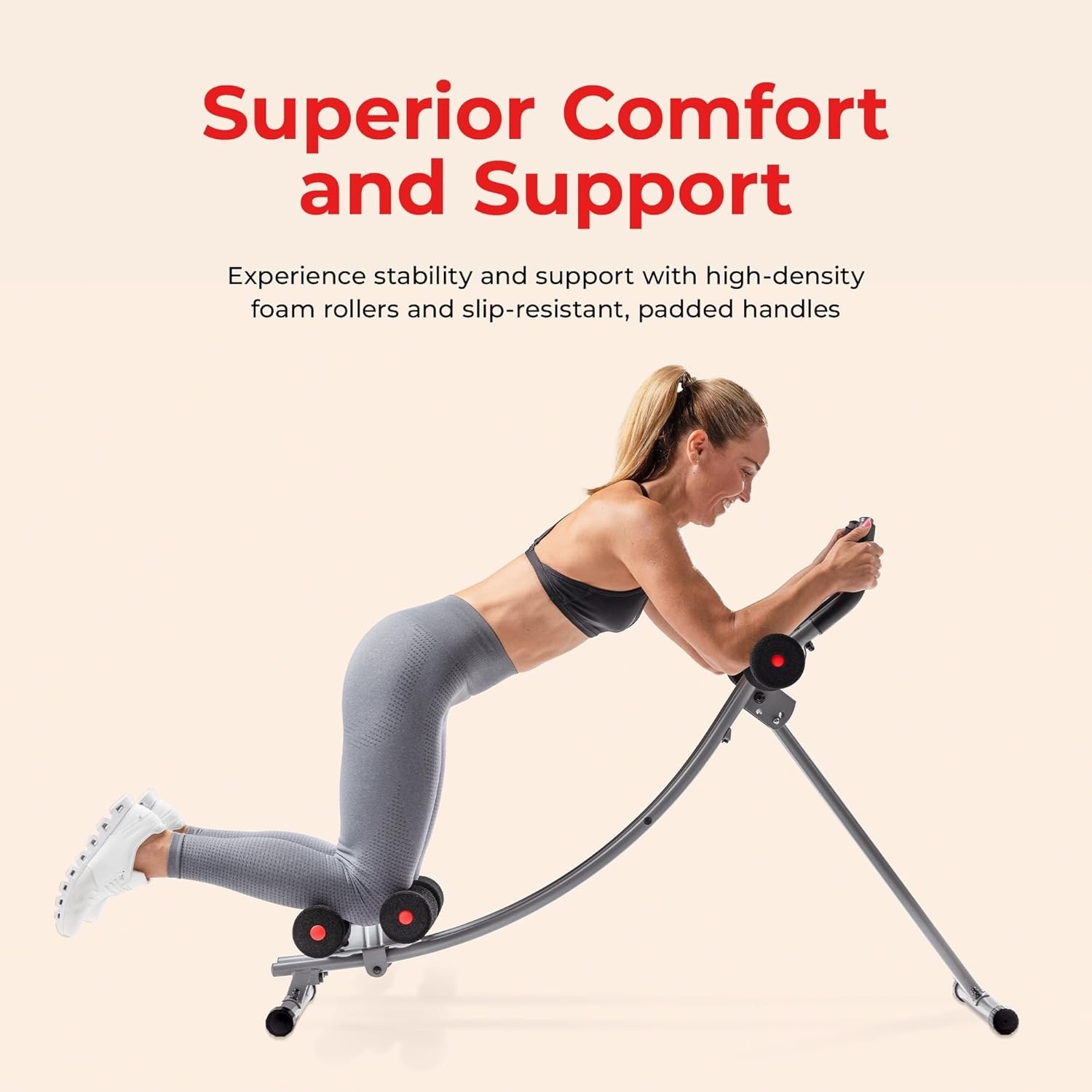 Waist Trainer Ab Roller with Elbow Support, Training Wheels, Foldable for Home..