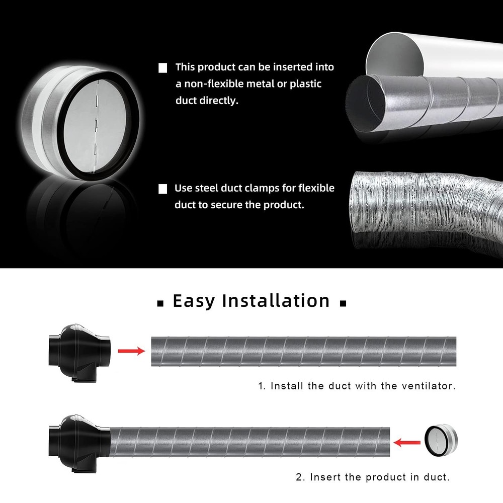 4-Inch Backdraft Damper Shutter Inline Spring Loaded for Dryer Duct