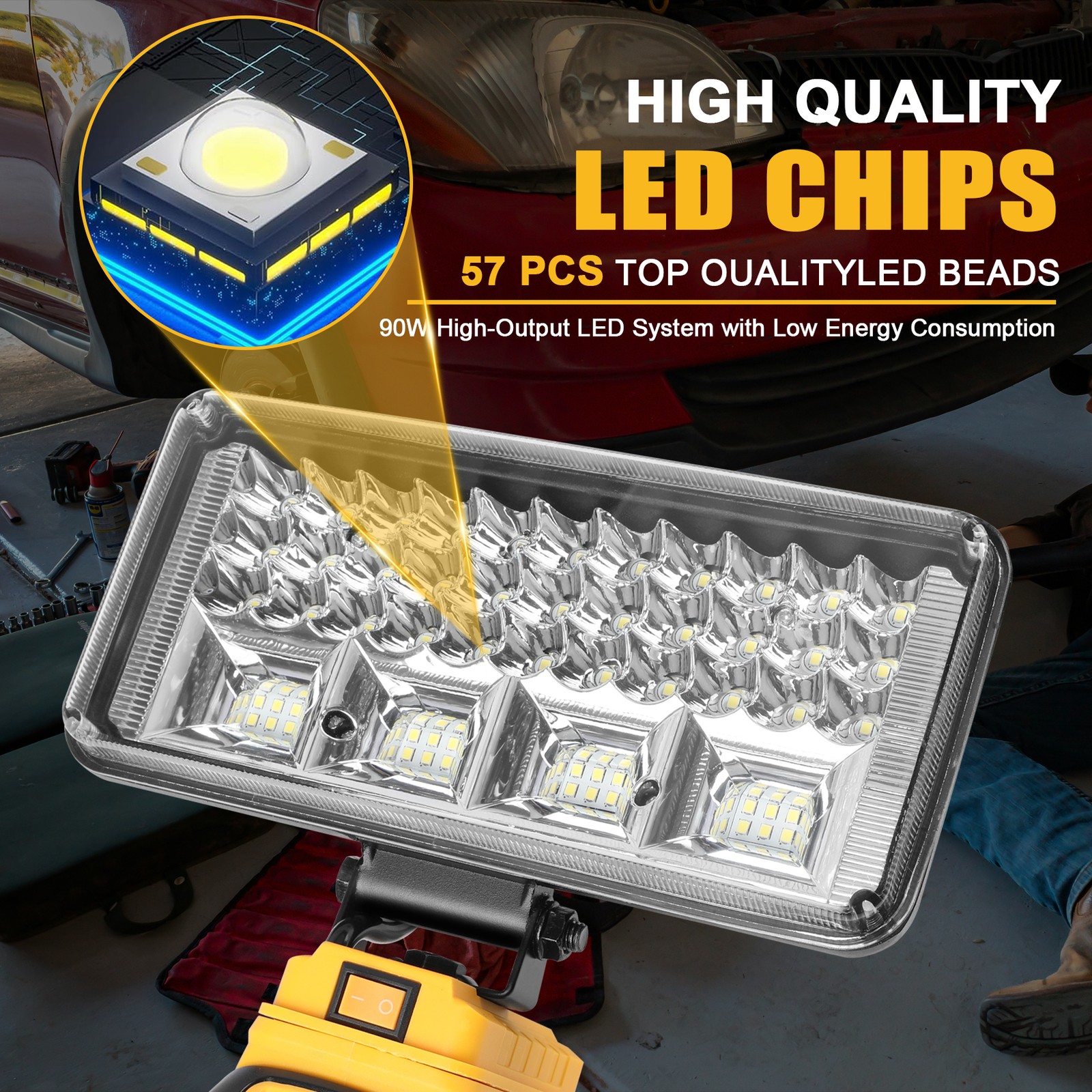 Cordless Led Work Light For Dewalt 20V Battery,Portable Flood Light Flashlight