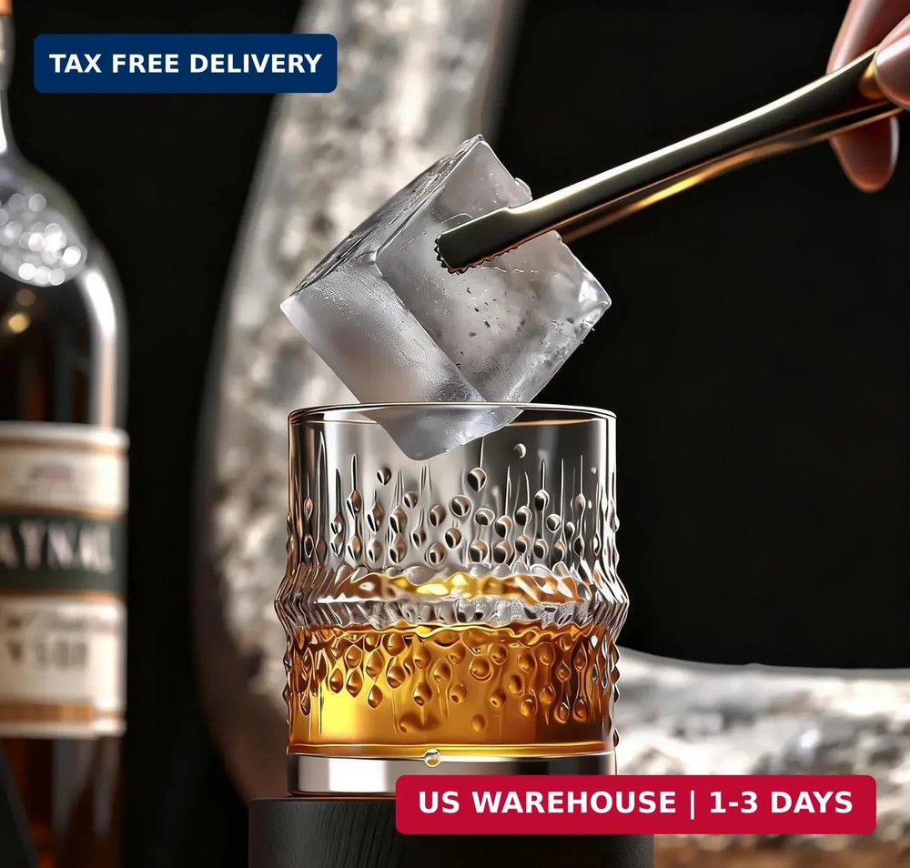 2-Pack Large Ice Cube Trays for Whiskey, Stackable & Easy-Release Silicone Squar