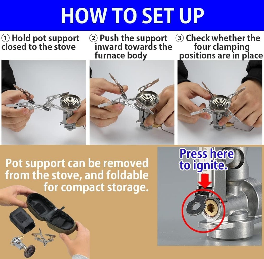 CAMPINGMOON Canister Top Stove Portable Compact Foldable w/Micro Regulator
