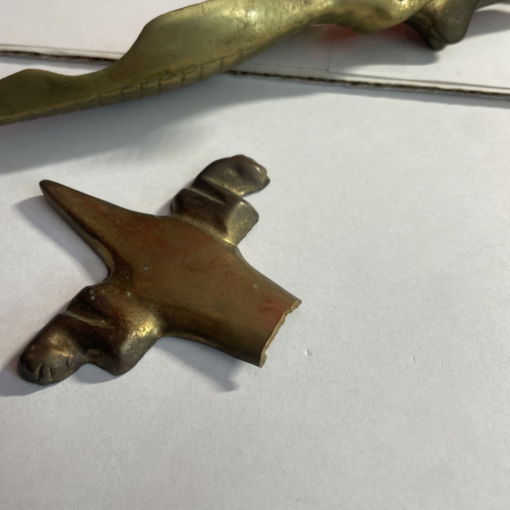 Broken Vintage Brass Alligator Nutcracker