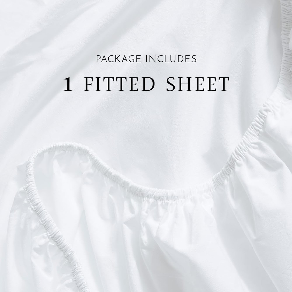 Fitted Sheet – 100% Cotton Percale, Cool & Crisp, Brushed for Softness, Deep ...