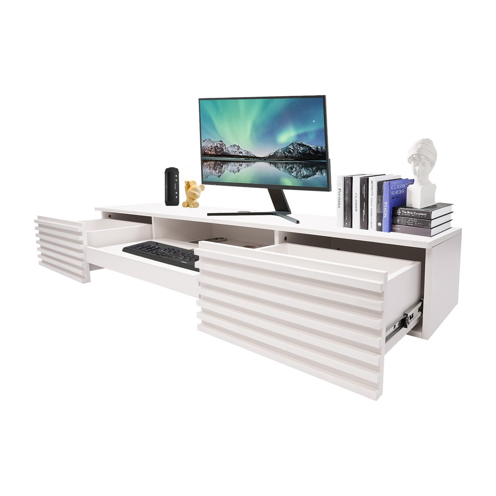 Wall Mounted Desk Wall Organizer Rectangular Table w/ Pull Out Drawer 54.43kg
