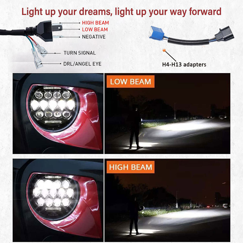 7" inch LED DRL Headlight + Passing Lights For Harley Davidson Touring Road King