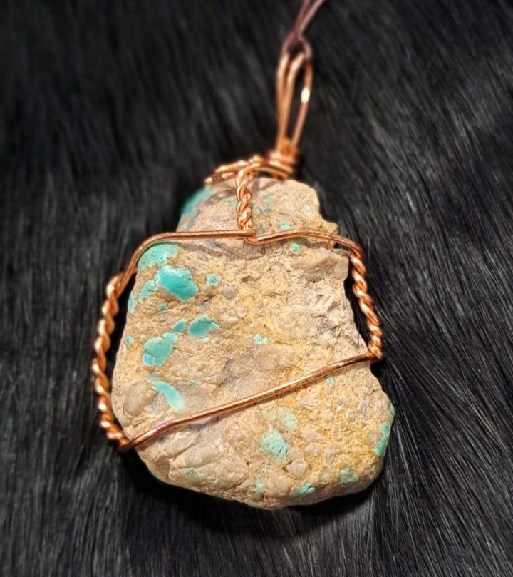 Amazonite in Copper Wrap Pendant
