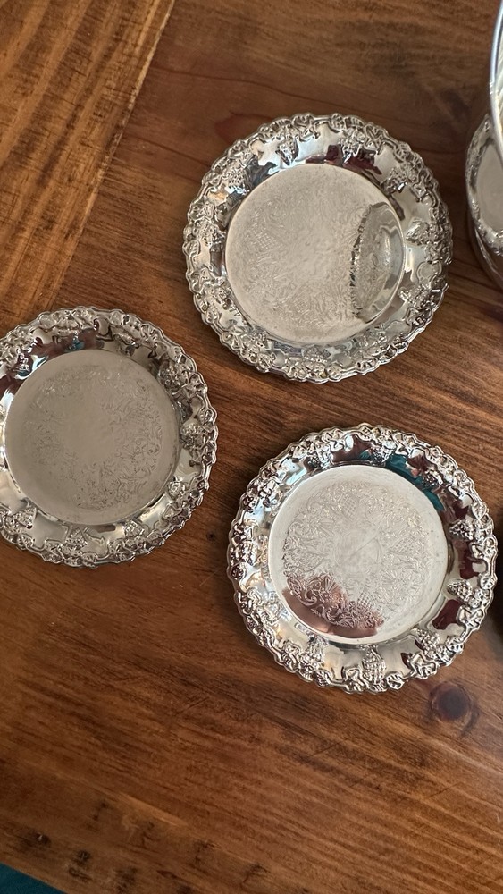 Gorham Silverplate Bowl And 6 Godinger Silverplate Coasters