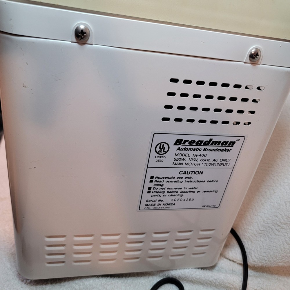Breadman Automatic Bread Maker TR-400 Tested Works