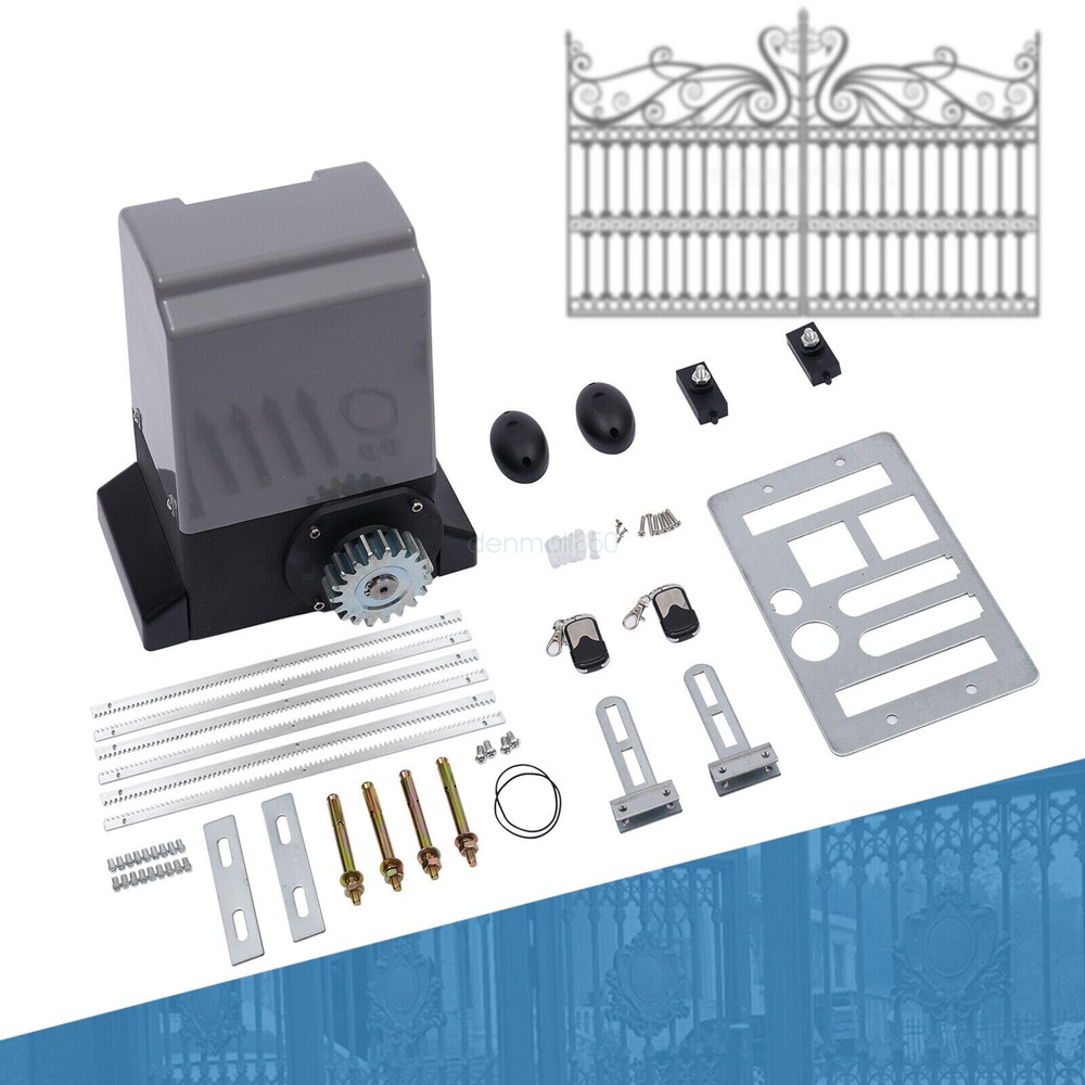 4400LBS Automatic Sliding Gate Opener Rack Driven With 2 Remotes & Complete Kit