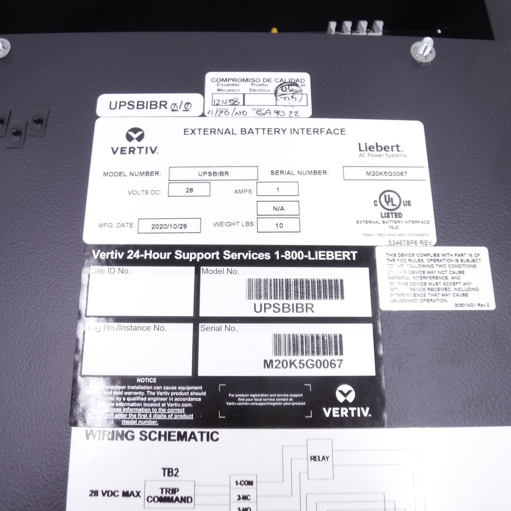 NEW Vertiv Leibert Battery Interface Box UPSBIBR 28VDC