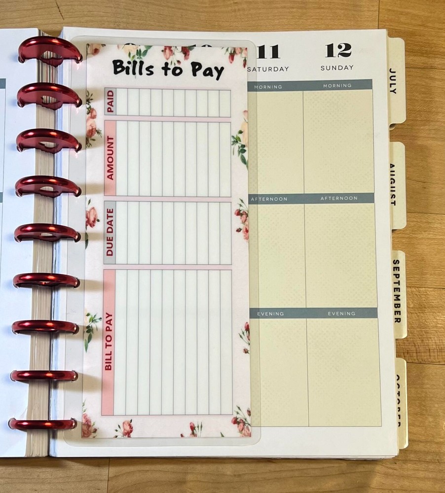 (SHORT) Bills to Pay Two Sided Dashboard for use with ClassicHappy Planner~