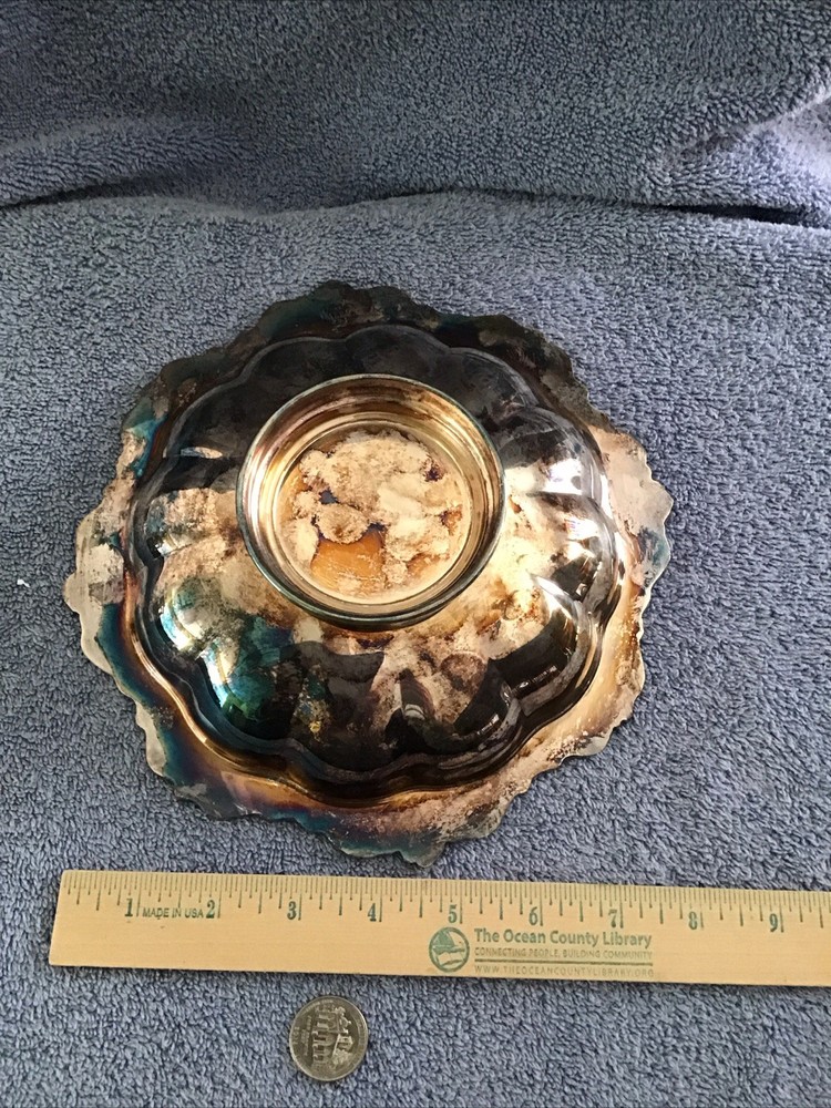 Vtg Wallace Silver Plate Bowl Baroque 8.5” Centerpiece Serving Pedestal Nice