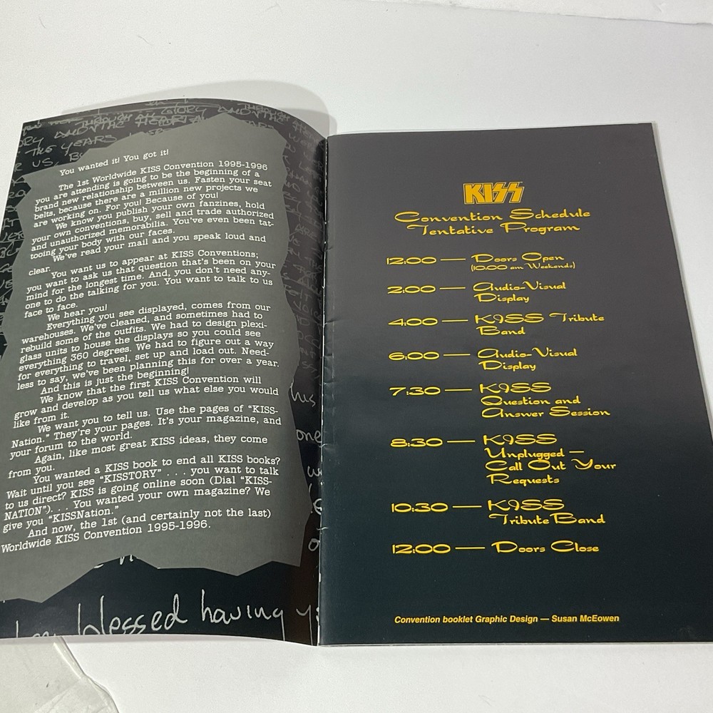 KISS 1st First Worldwide Convention (1995-96)~ Small 34 Pg. Booklet PROGRAM BOOK
