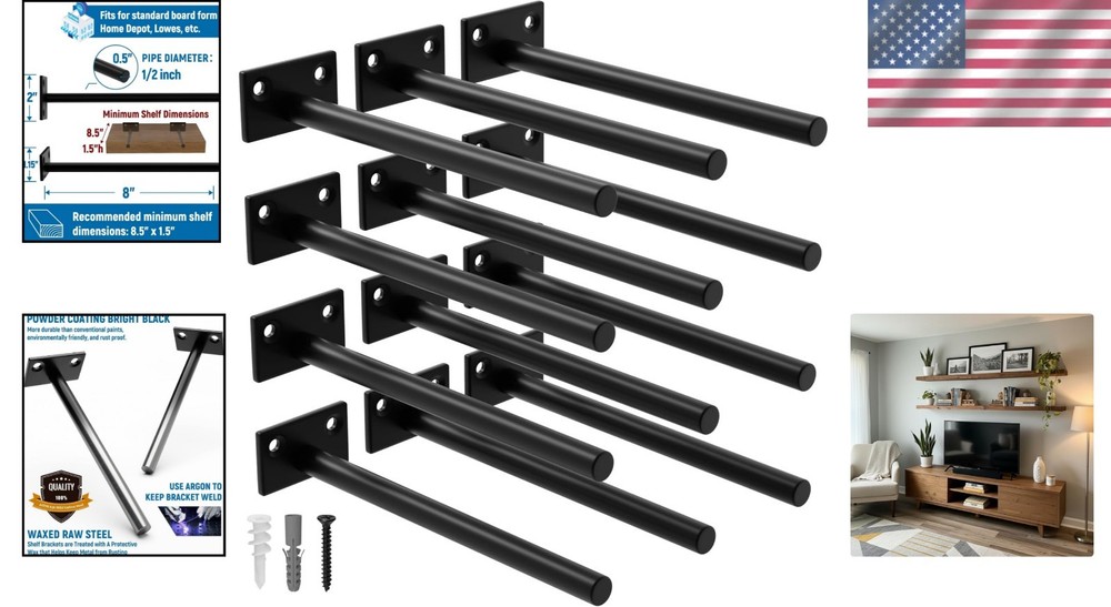 Durable 12-Pack Floating Shelf Brackets - 110 lb Capacity & Easy Install