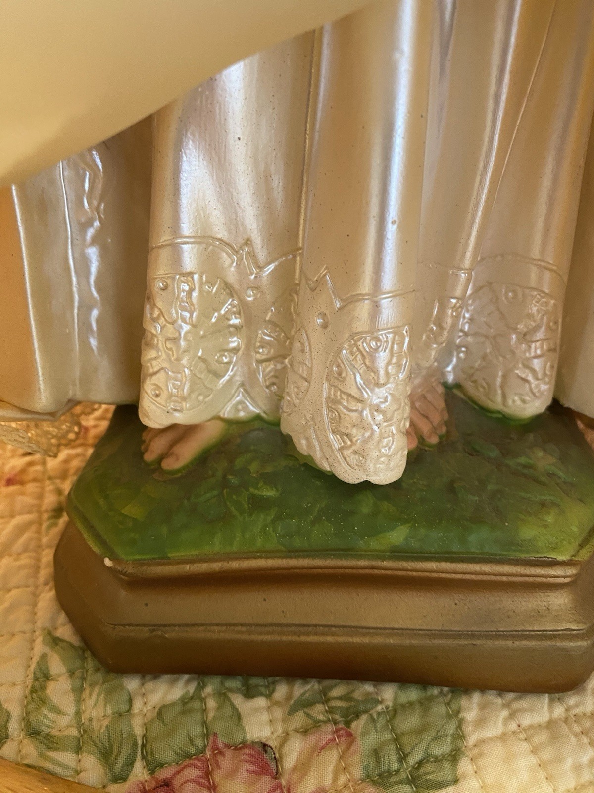 Vintage Infant Of Prague Plaster Statue With Rosary 18' Tall