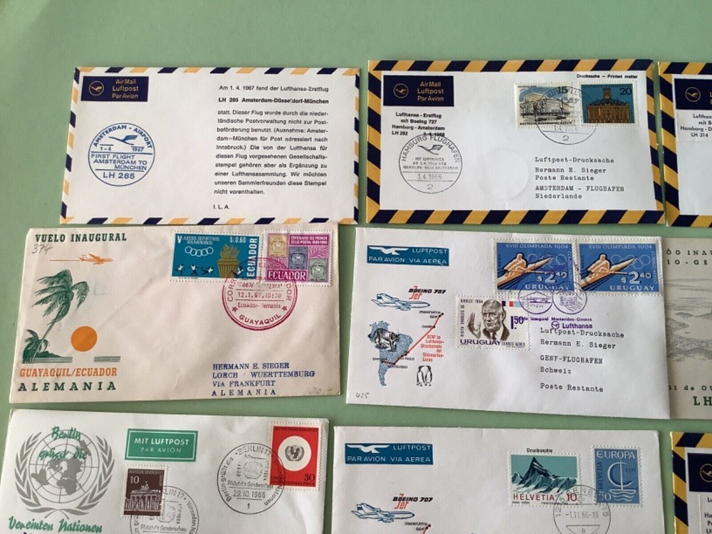 Airmail flight cover mixed world 9 items Ref A1469