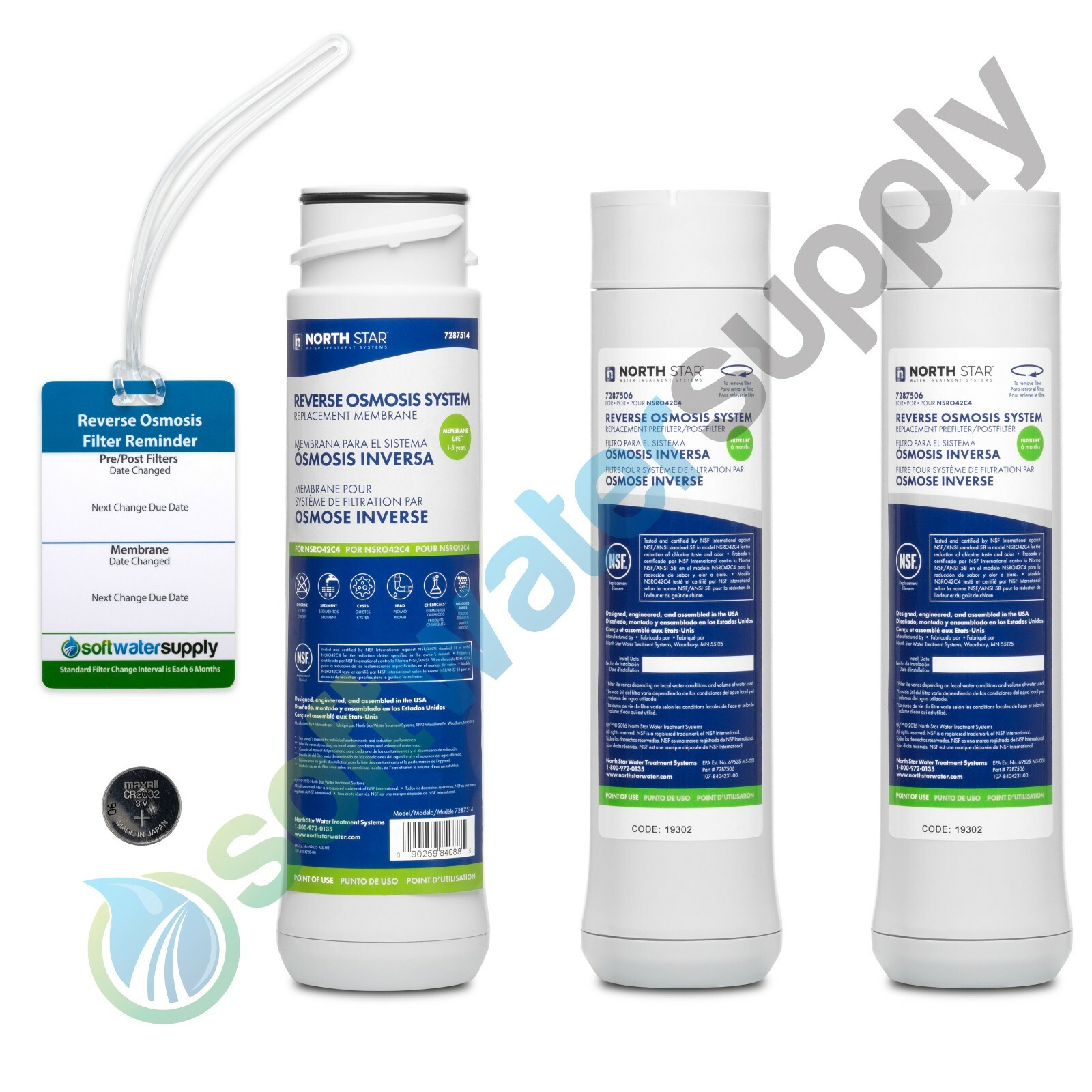 NorthStar RO Filter Set - Pre and Post Filters plus Membrane 7287506 and 7287514