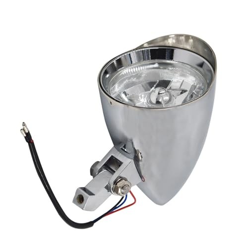 Motorcycle Chrome Visor Headlight Lamp Replacement for Bobber Chopper Dyna 12V