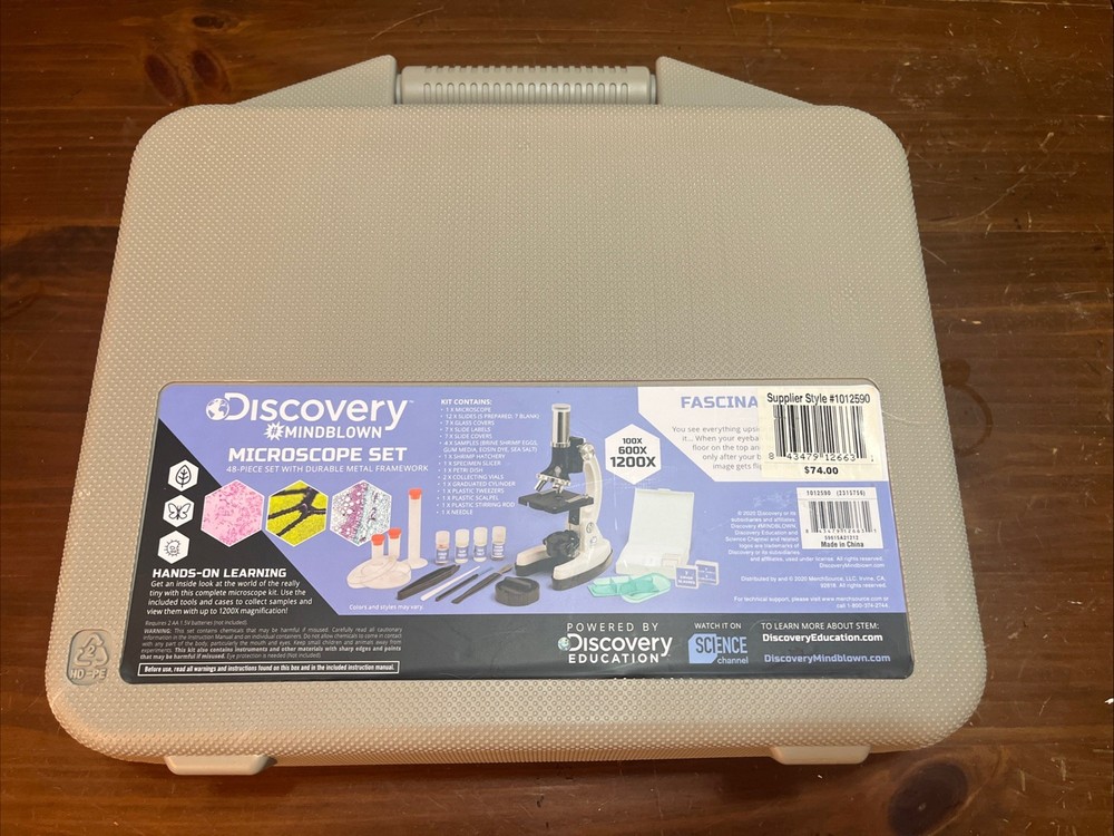 Microscope Set 48-Piece with Durable Metal Framework, 120X-1200X Magnification