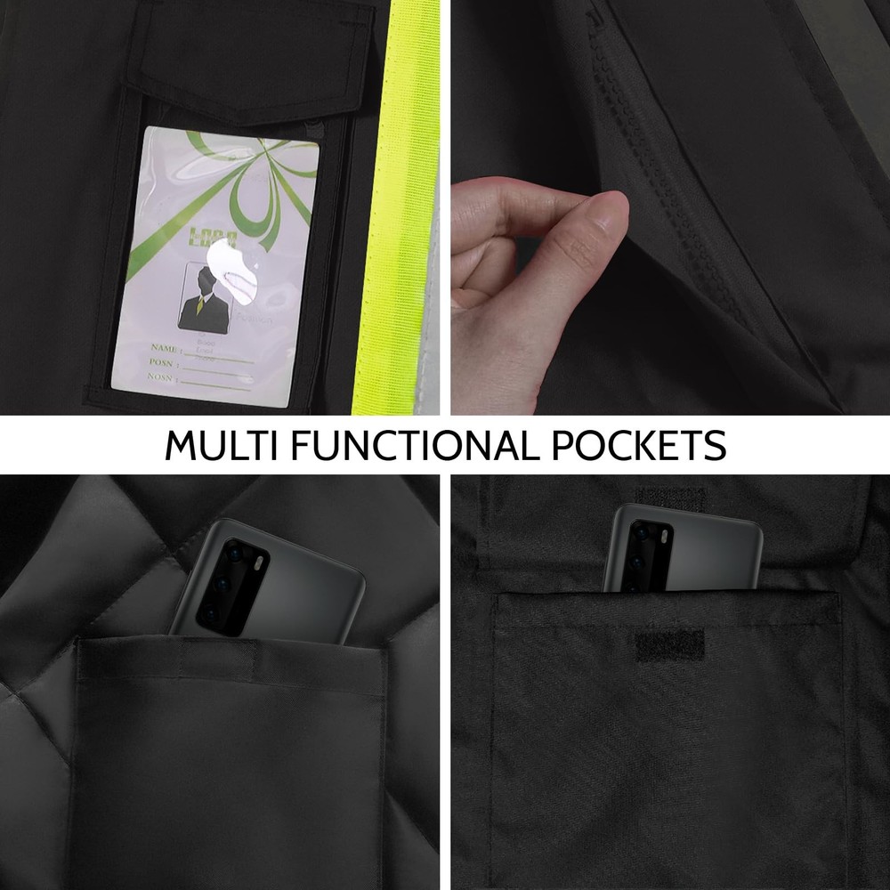 Reflective Jackets for Men, High Vis Safety Work Jacket with Pockets, Constru...